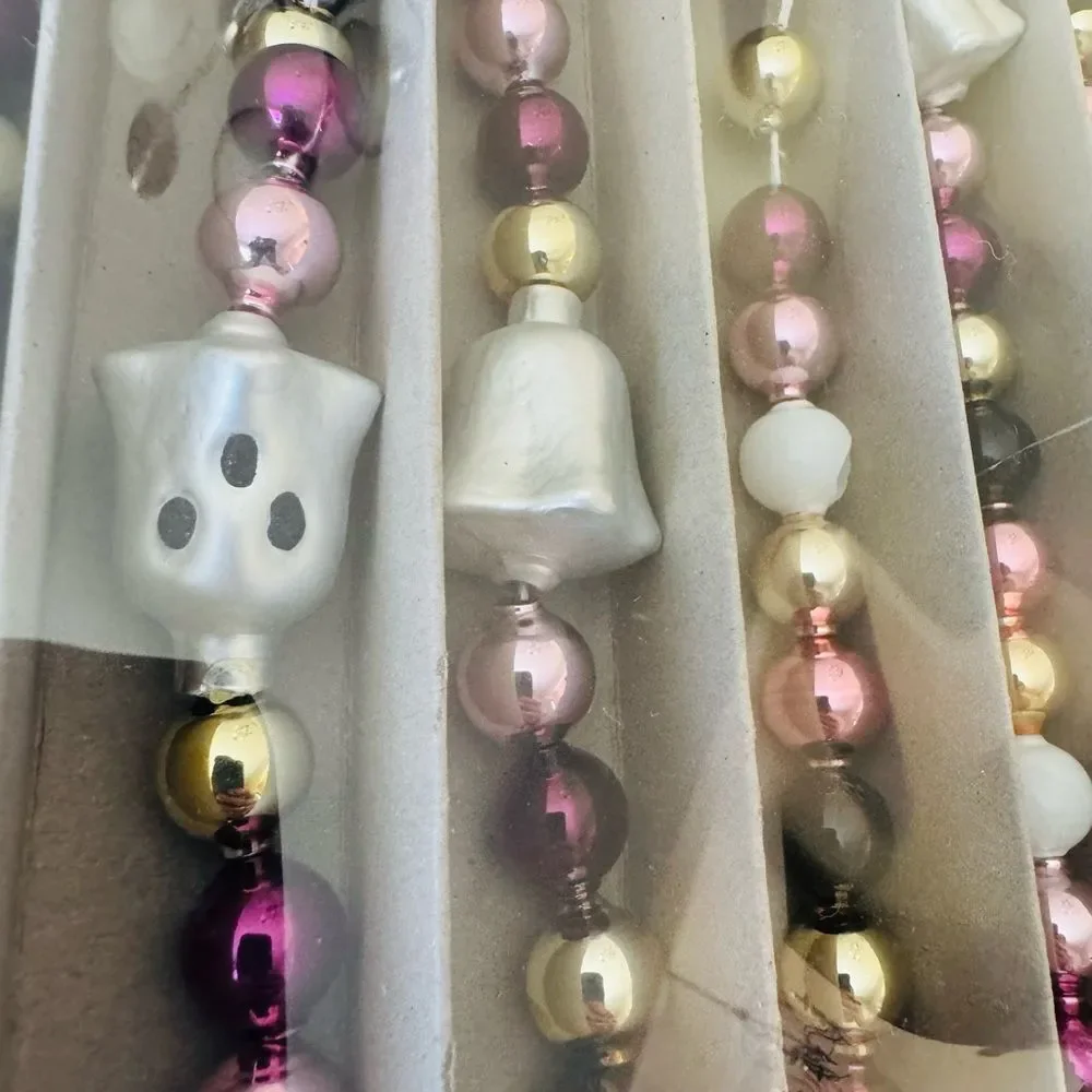 Christopher Radko Ghost Halloween Fall Shiny Brite Vintage Garland Purple